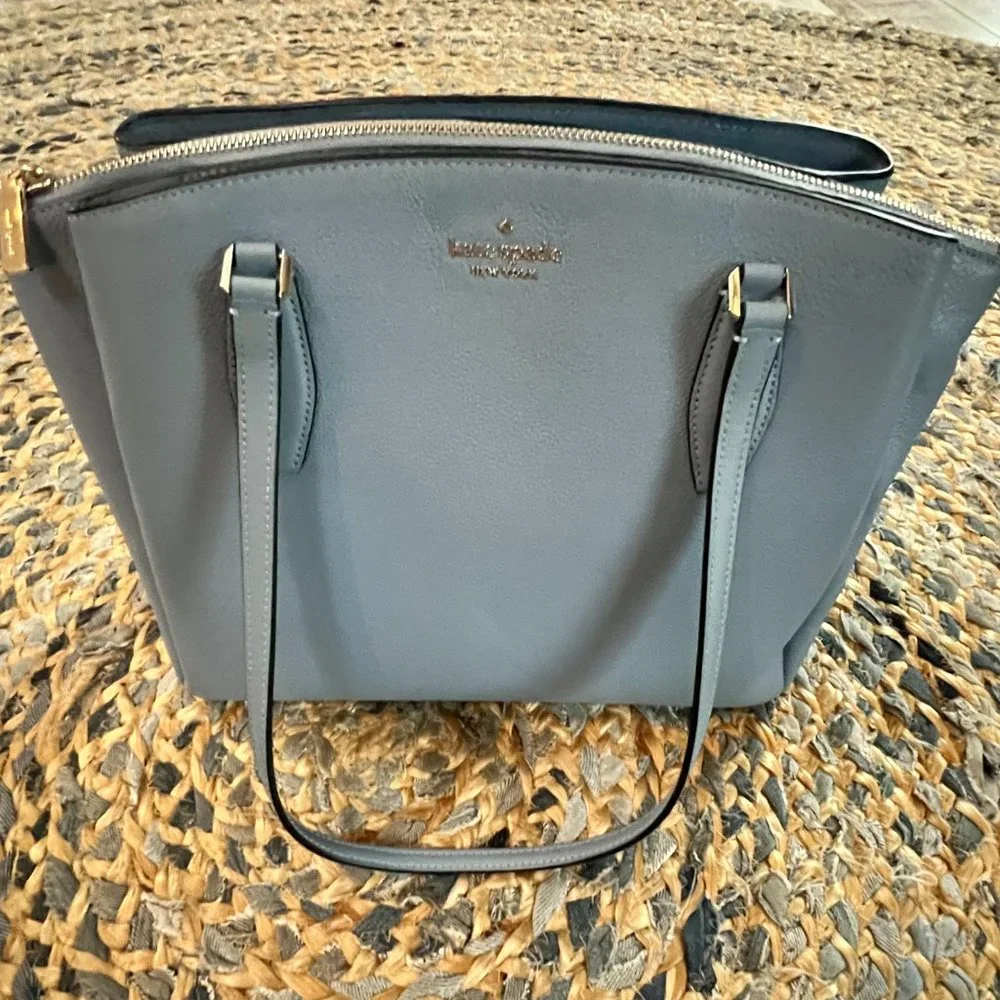 Kate Spade Dusty Blue Textured Leather Tote/Shoulder Bag